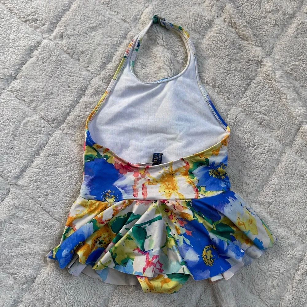 Polo By Ralph Lauren | Tie Dye Infants Floral Halter Swimsuit | Size 3T
